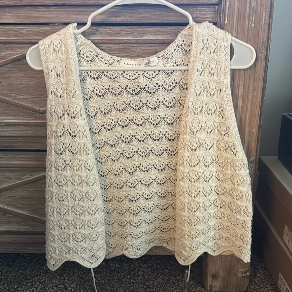 Altar’d State Ivory Crotched Vest